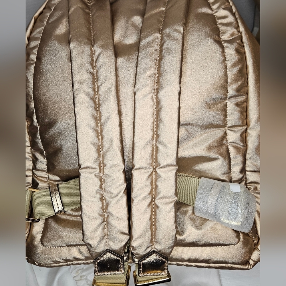 MICHAEL KORS Rae Medium Quilted Rose Gold Metallic Cotton Blend Backpack SEALED - Picture 9 of 9
